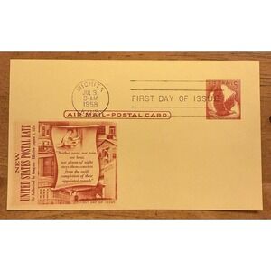 UXC2 Fleetwood Post Card FDC by Fleetwood - 5-cent Airmail Eagle Red 1958 Cachet